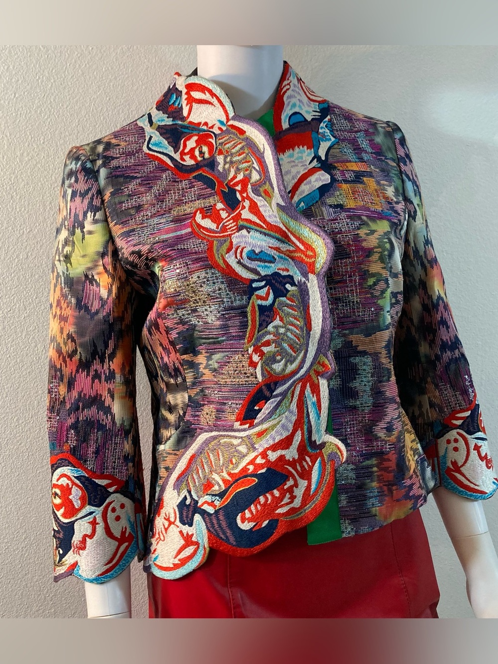 Zac Posen Vintage Y2K Embroidered Jacket Women's Size 6 made in Manhattan